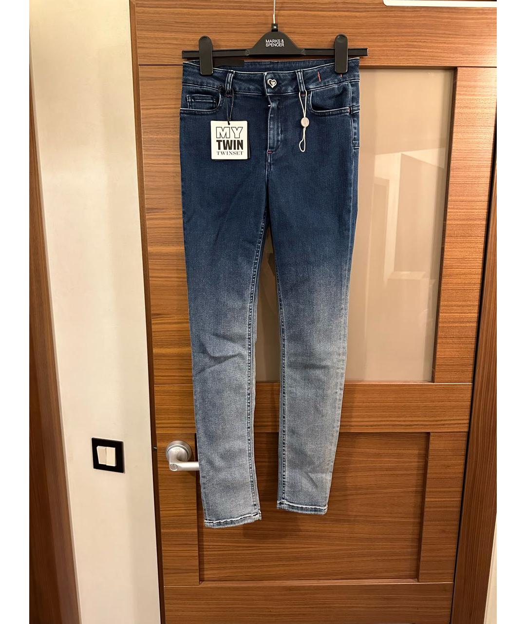 TWIN-SET Синие хлопковые джинсы слим, фото 2