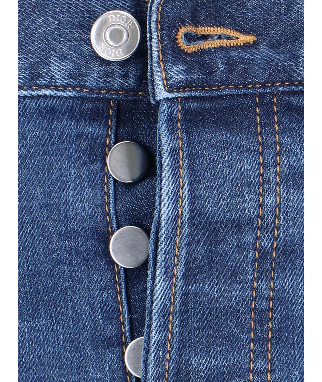 CHRISTIAN DIOR Синие хлопко-полиэстеровые джинсы скинни, фото 4