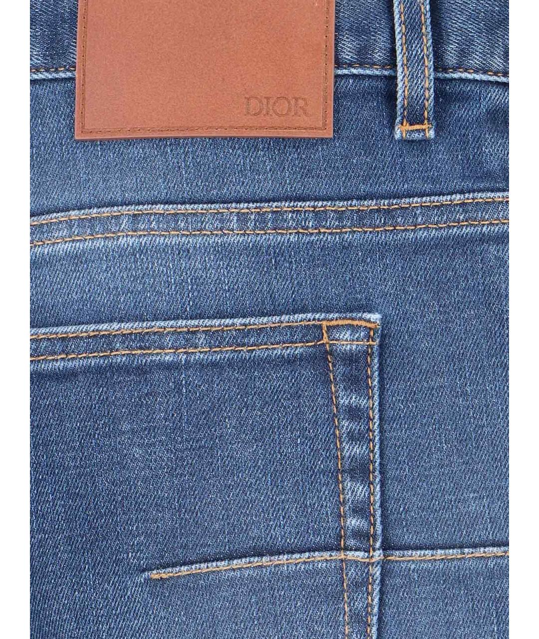 CHRISTIAN DIOR Синие хлопко-полиэстеровые джинсы скинни, фото 5