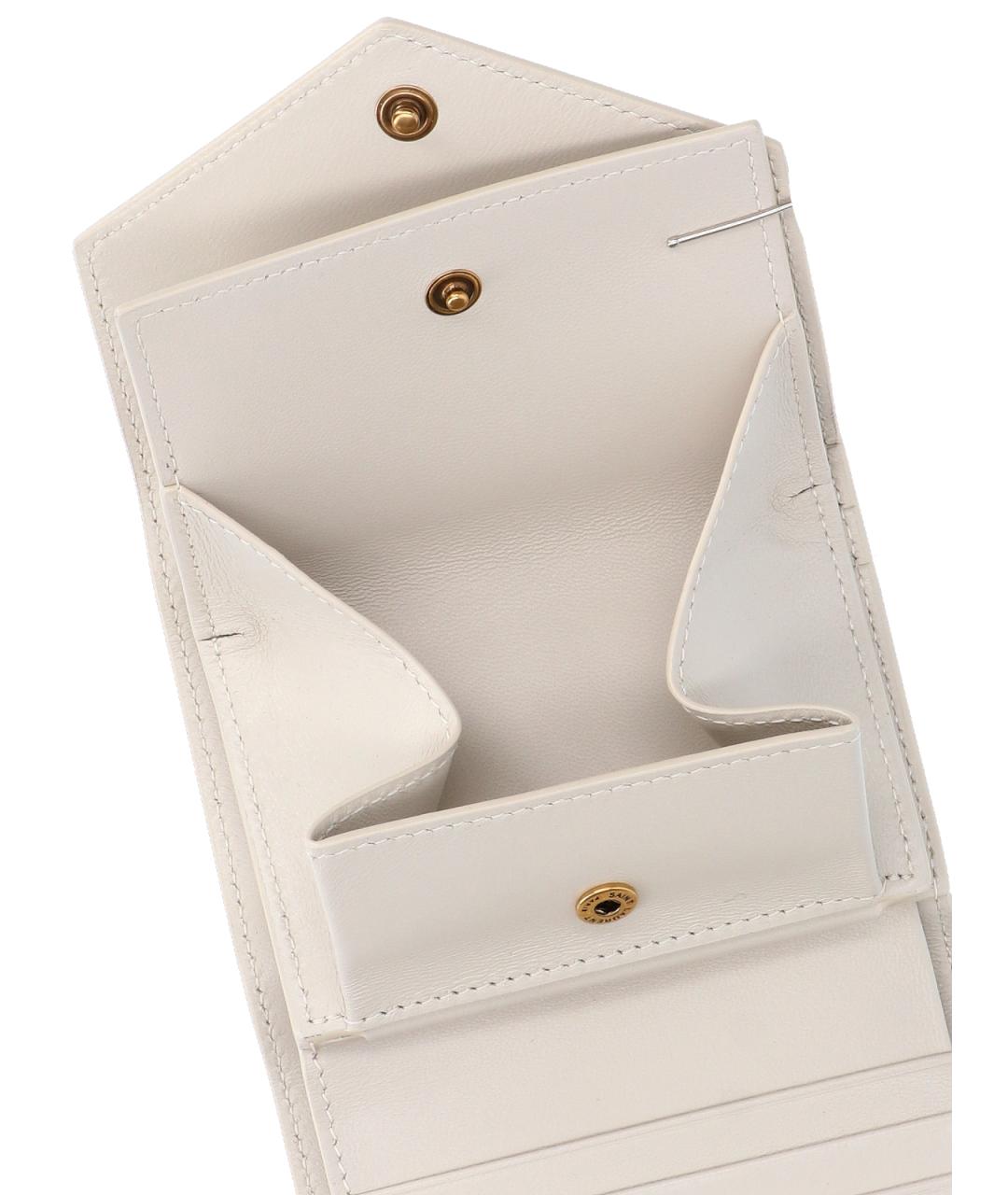 SAINT LAURENT Белый кожаный кошелек, фото 4