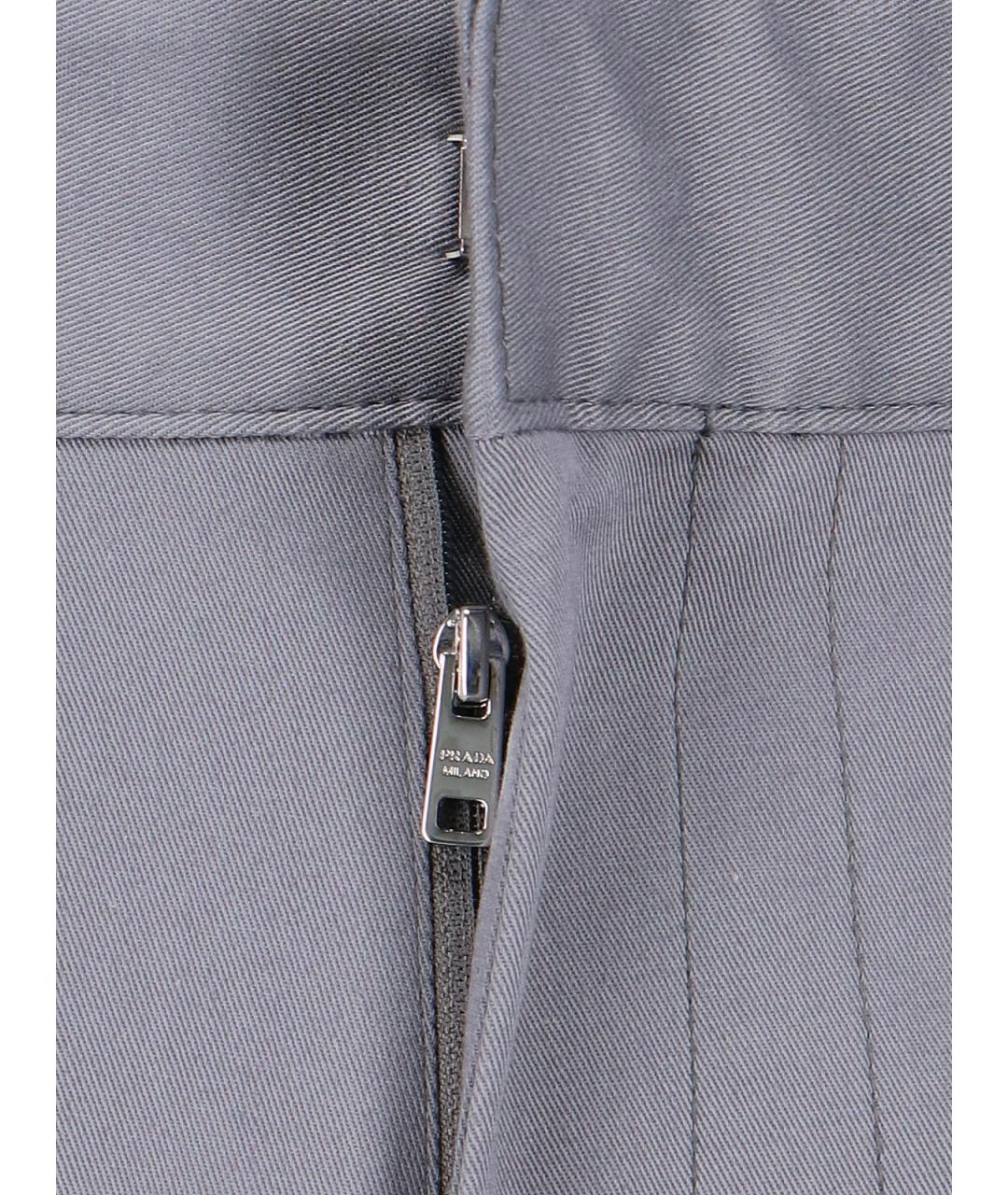 PRADA Серые хлопко-эластановые повседневные брюки, фото 4
