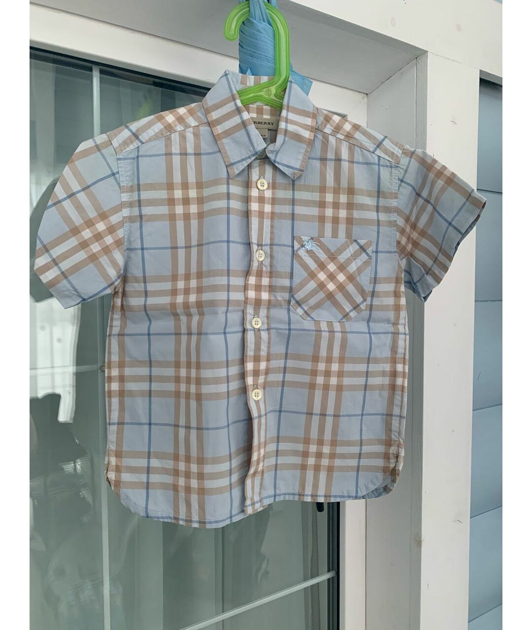 BURBERRY Голубая хлопковая детская рубашка, фото 6