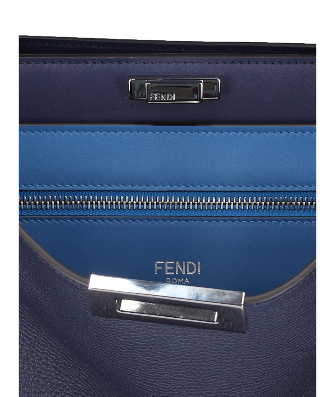 FENDI Синяя кожаная сумка тоут, фото 4