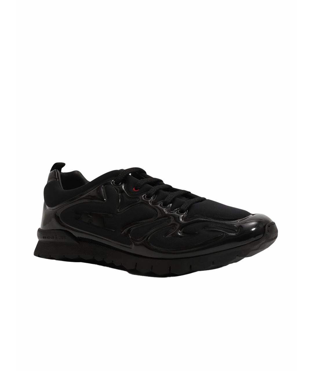 KITON Черные текстильные низкие кроссовки / кеды, фото 1