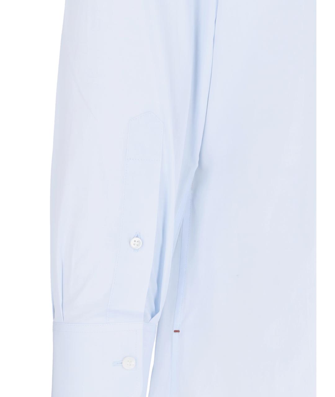 LORO PIANA Голубая хлопковая классическая рубашка, фото 5