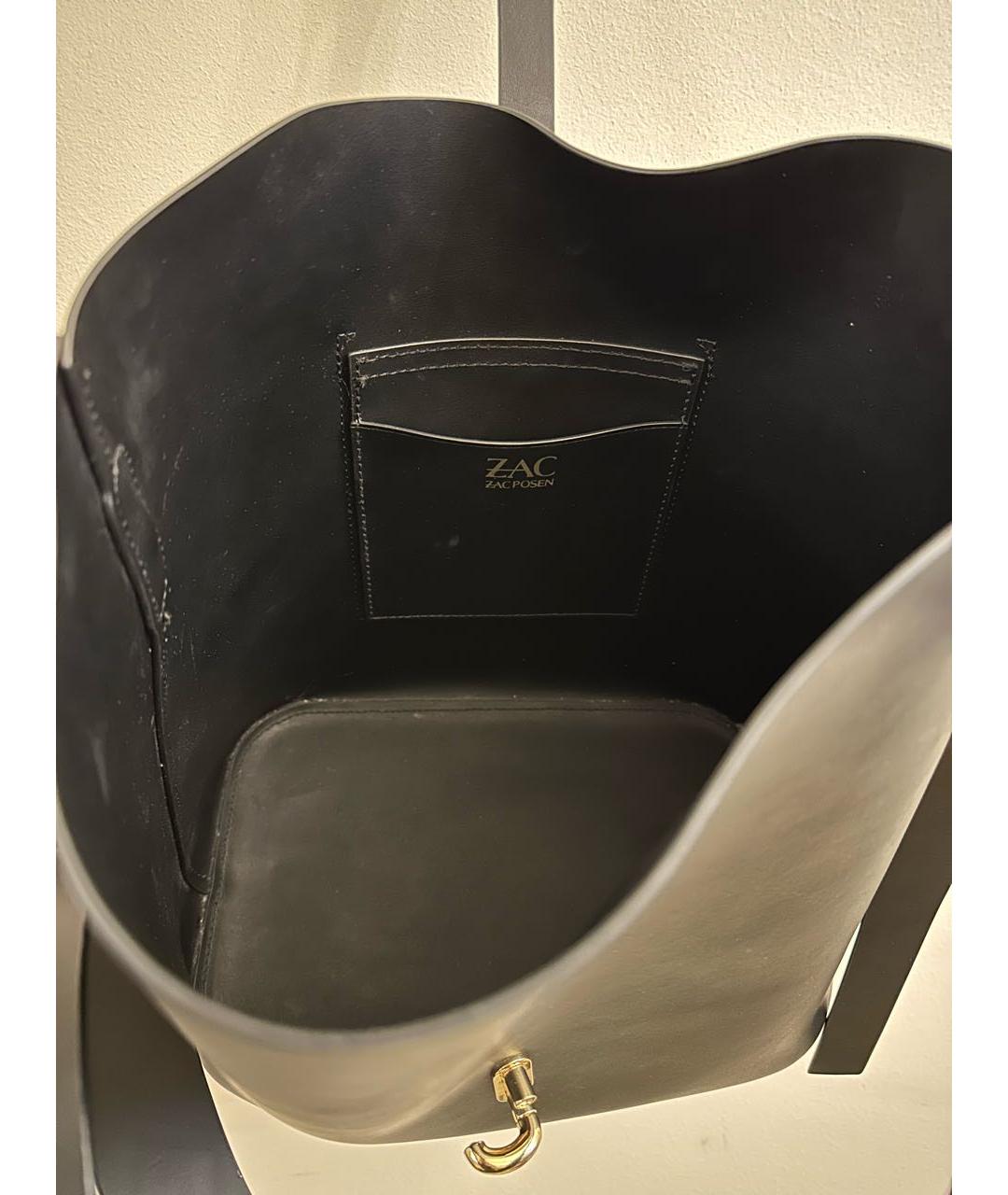ZAC POSEN Черная кожаная сумка через плечо, фото 4