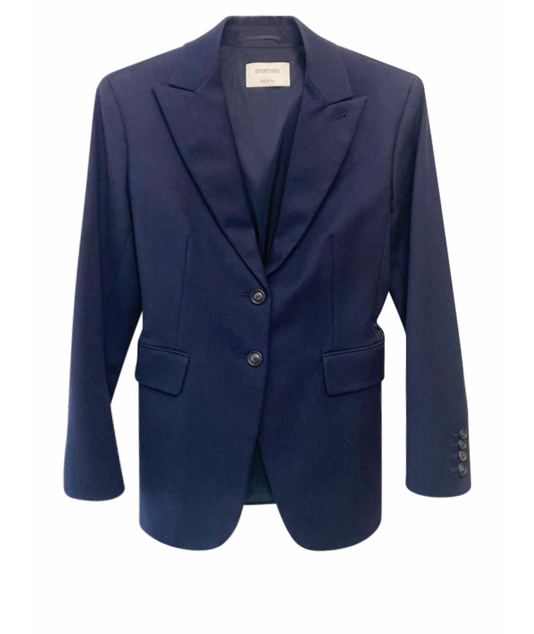 SPORTMAX Темно-синий шерстяной жакет/пиджак, фото 1