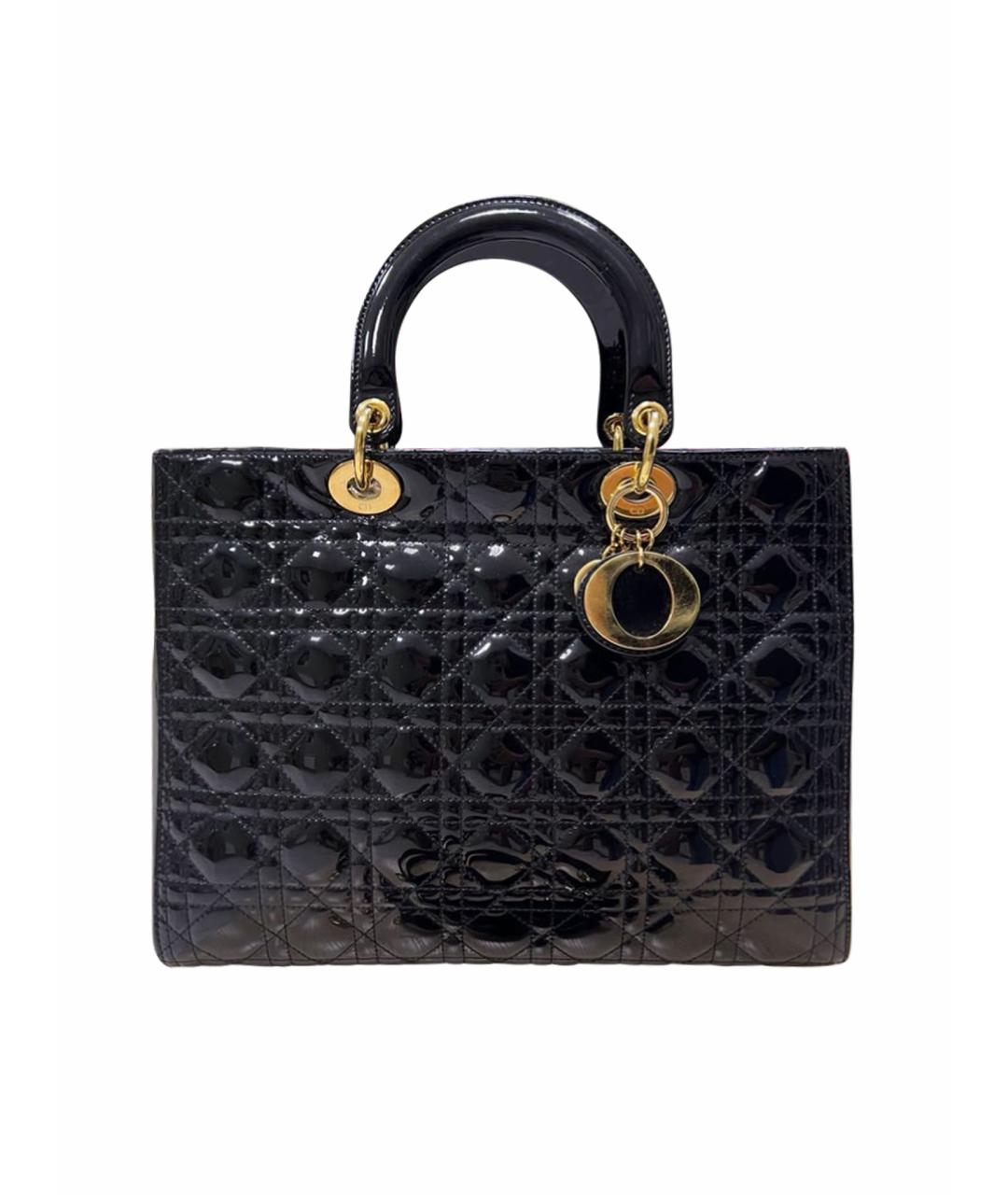 CHRISTIAN DIOR Черная сумка тоут из лакированной кожи, фото 1