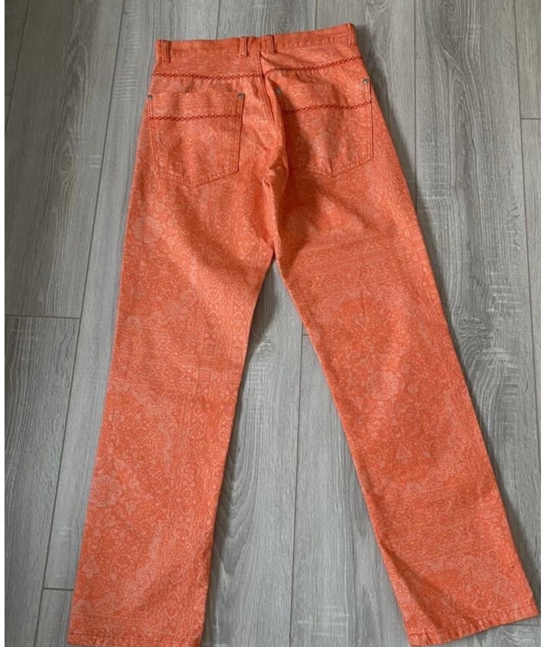 LES BENJAMINS Оранжевое хлопковые прямые джинсы, фото 4
