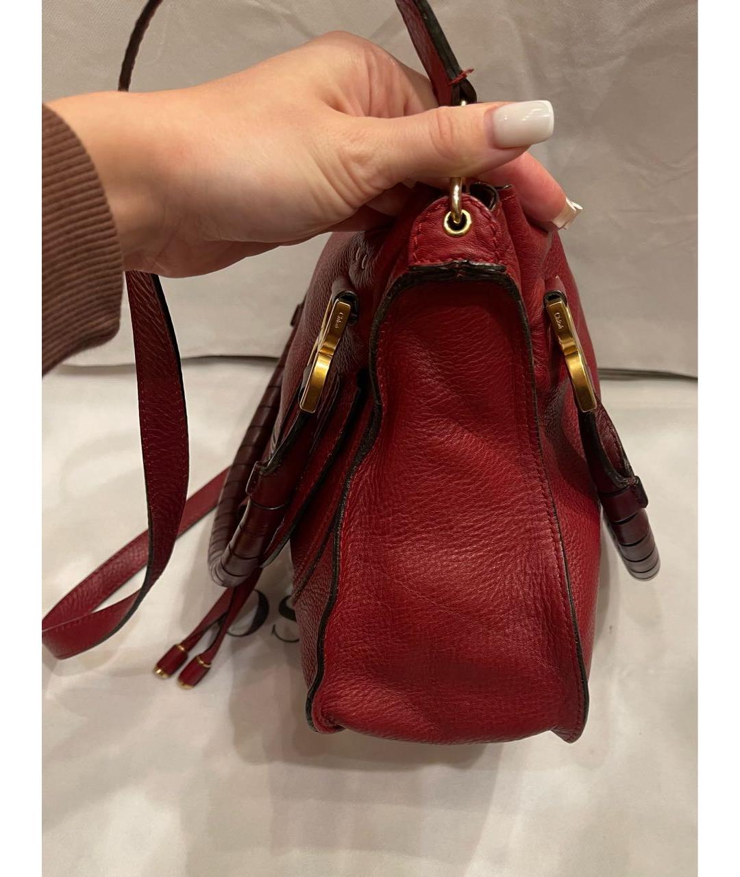 CHLOE Бордовая кожаная сумка через плечо, фото 5
