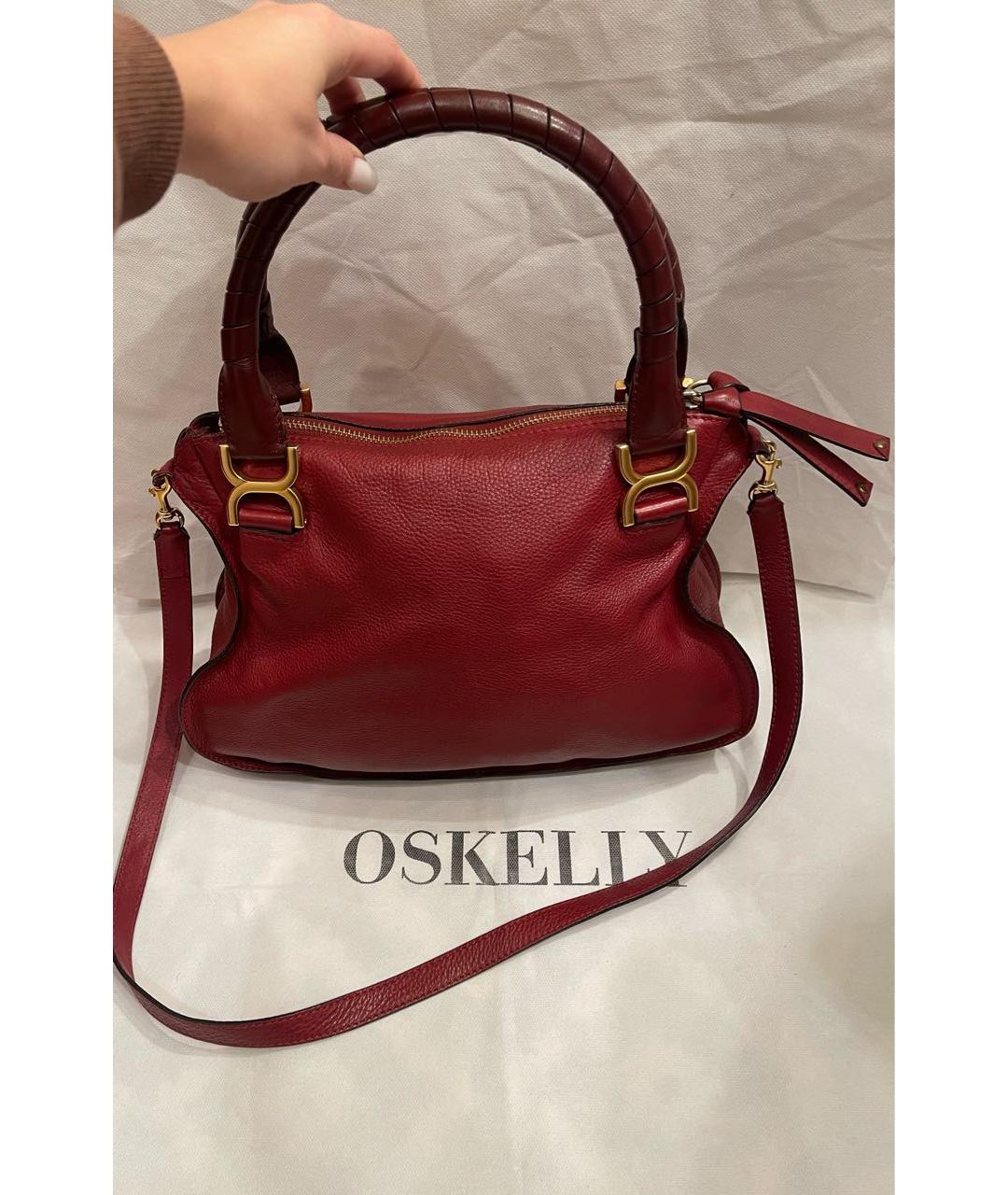 CHLOE Бордовая кожаная сумка через плечо, фото 2