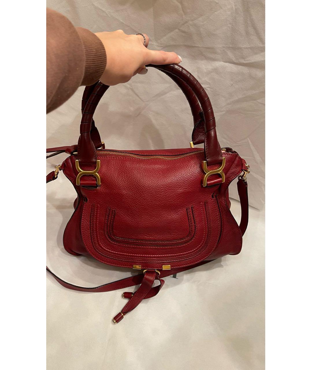 CHLOE Бордовая кожаная сумка через плечо, фото 3