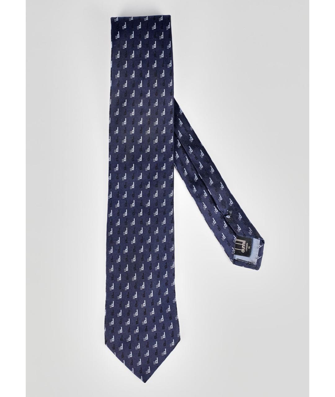 DUNHILL Темно-синий шелковый галстук, фото 2