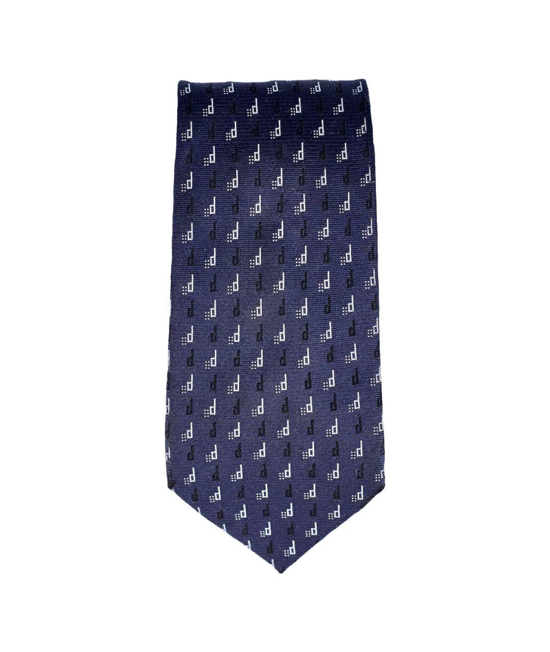 DUNHILL Темно-синий шелковый галстук, фото 1