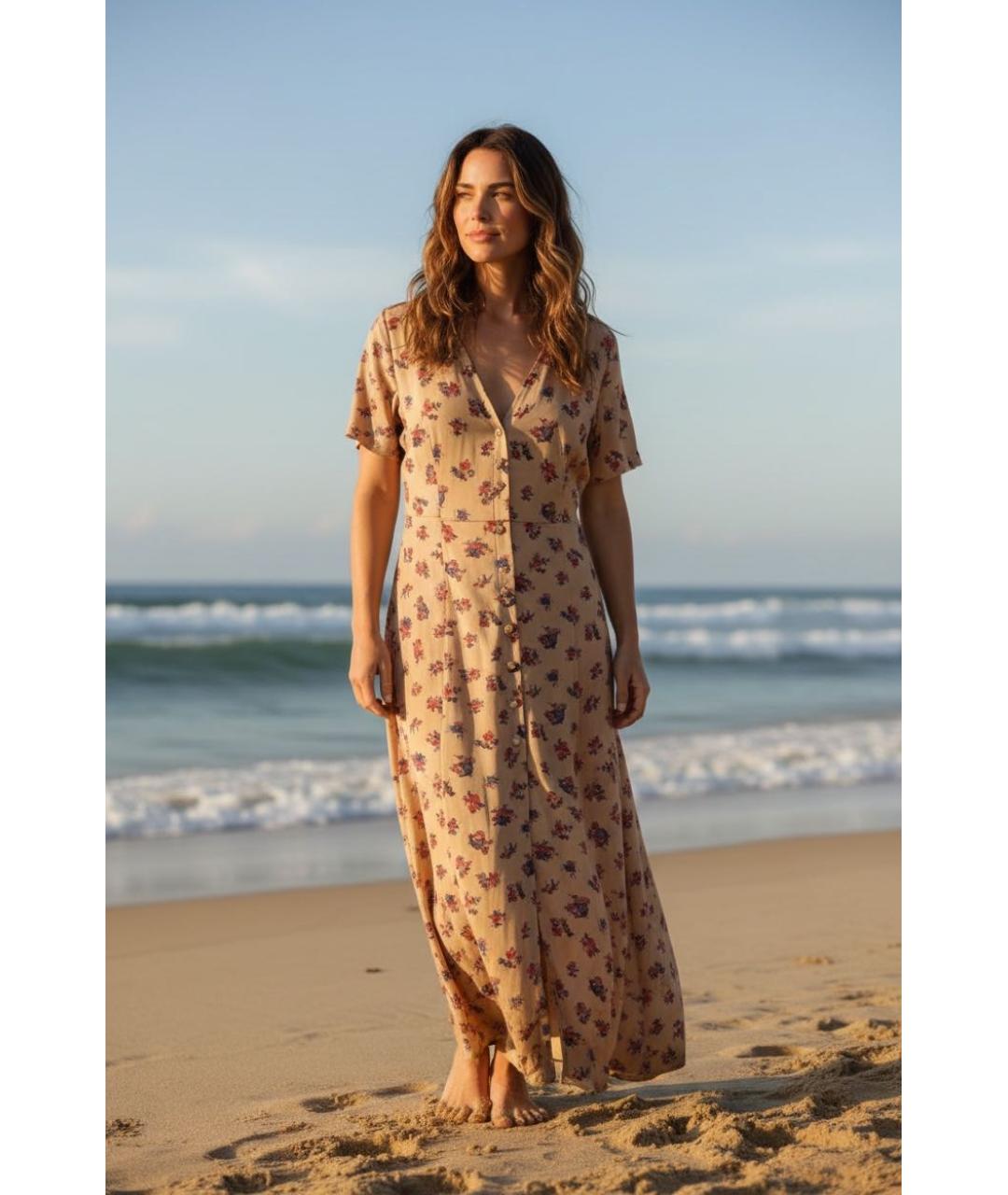 ALEXANDER TEREKHOV Бежевое вискозное коктейльное платье, фото 2