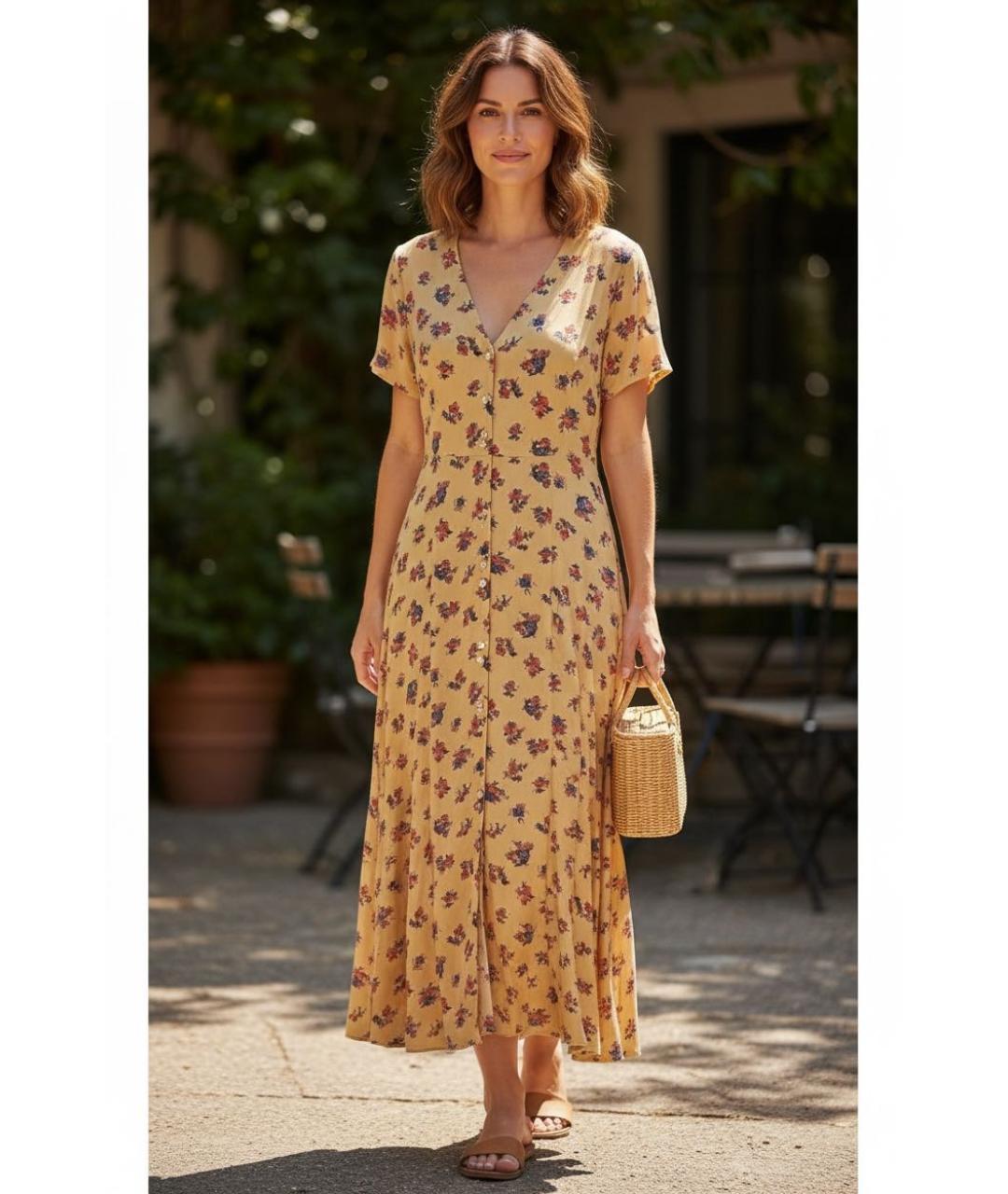 ALEXANDER TEREKHOV Бежевое вискозное коктейльное платье, фото 7