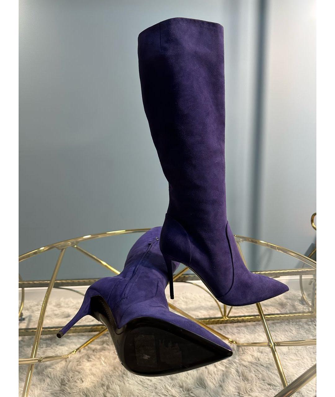 GIUSEPPE ZANOTTI DESIGN Фиолетовые замшевые сапоги, фото 6