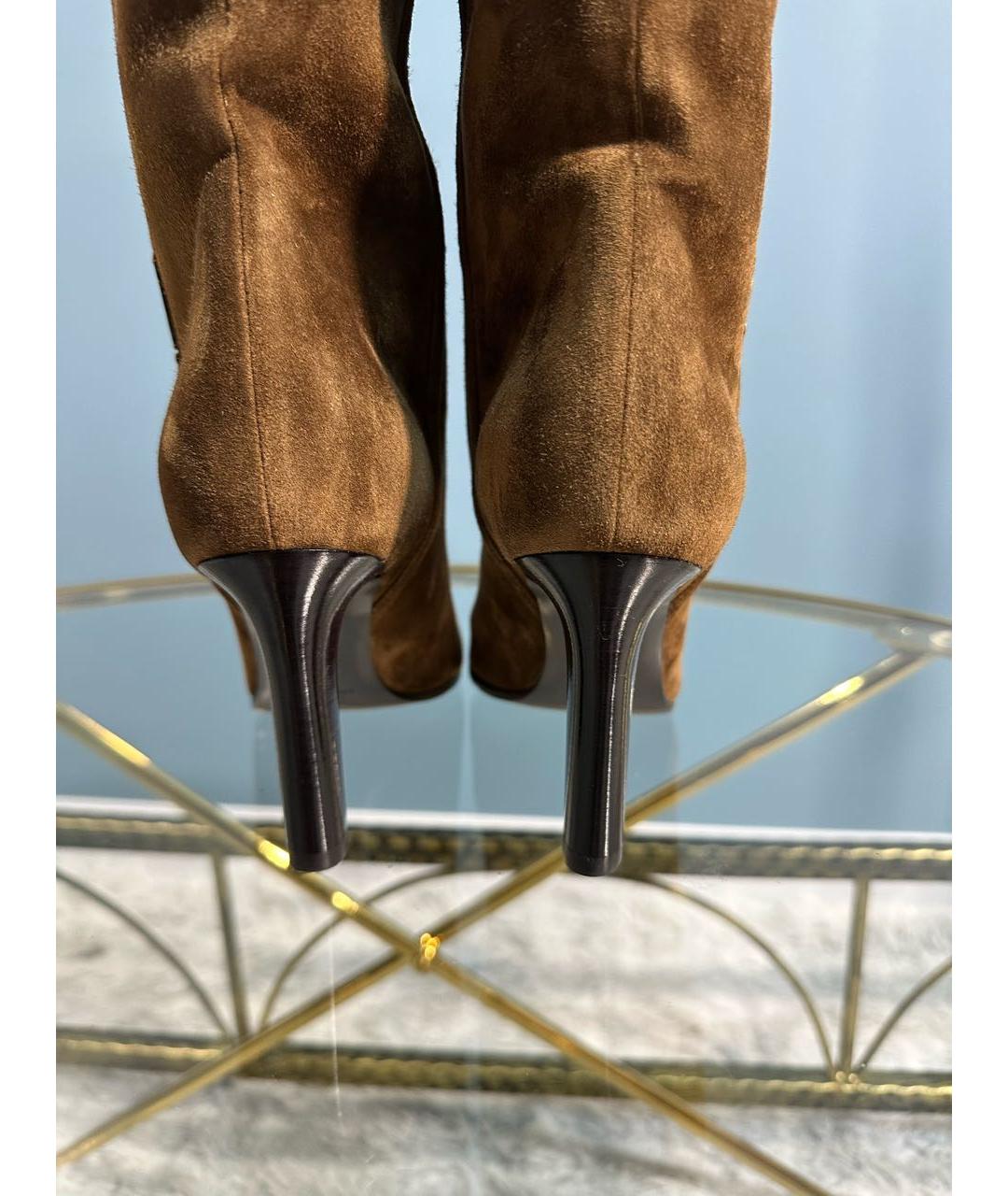 SAINT LAURENT Коричневые замшевые сапоги, фото 3