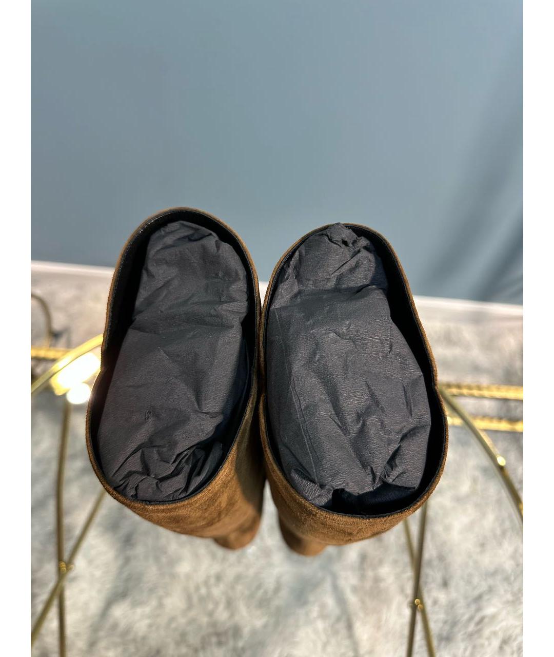 SAINT LAURENT Коричневые замшевые сапоги, фото 5