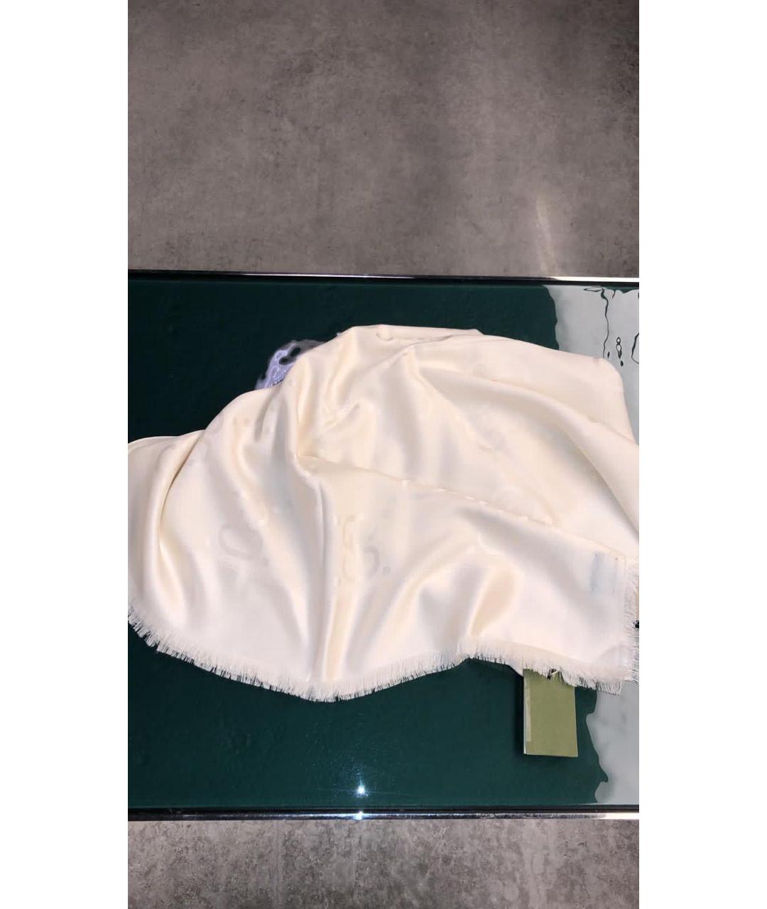 GUCCI Белый шерстяной платок, фото 4