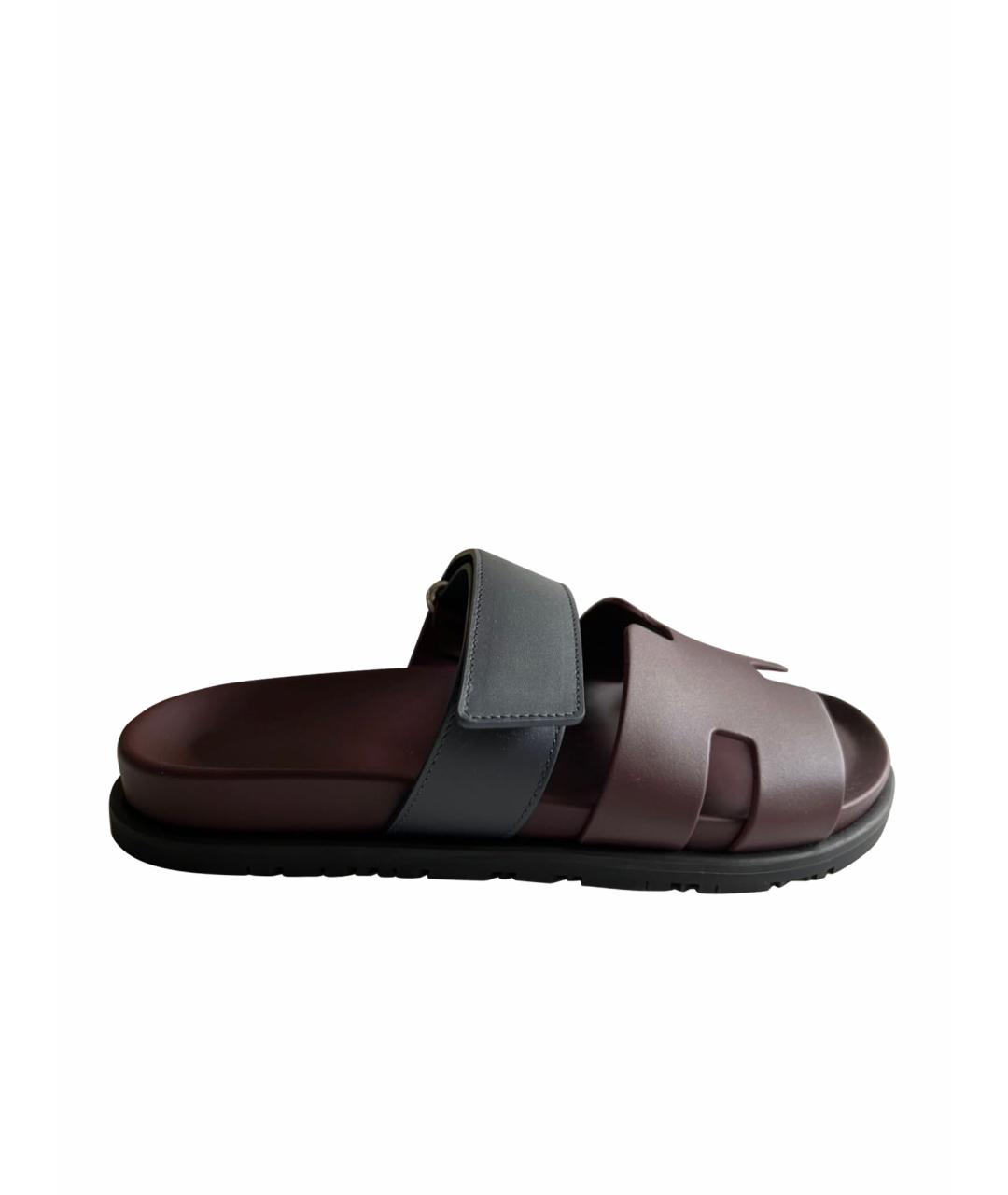 HERMES PRE-OWNED Бордовые кожаные сандалии, фото 1