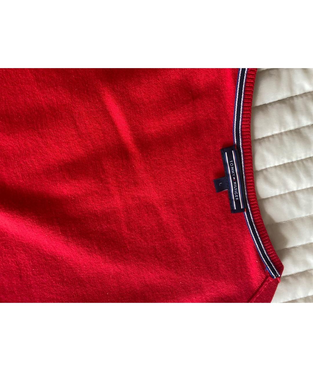 TOMMY HILFIGER Красный хлопко-эластановый джемпер / свитер, фото 3