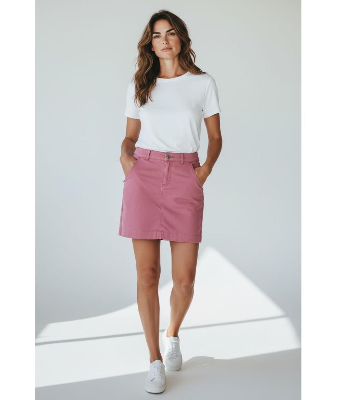 HUGO BOSS Розовая хлопко-эластановая юбка мини, фото 8