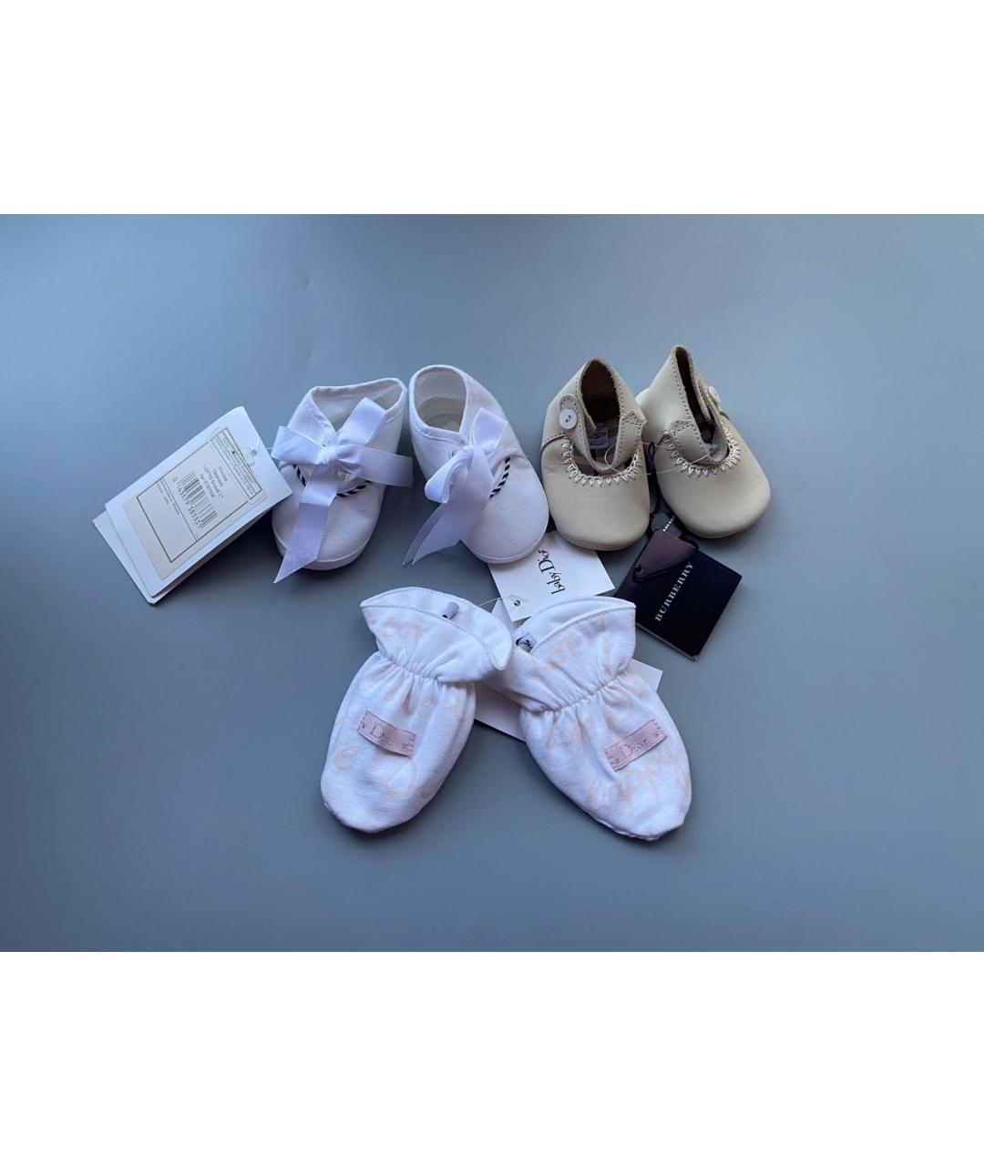 BURBERRY Бежевые кожаные пинетки, фото 8