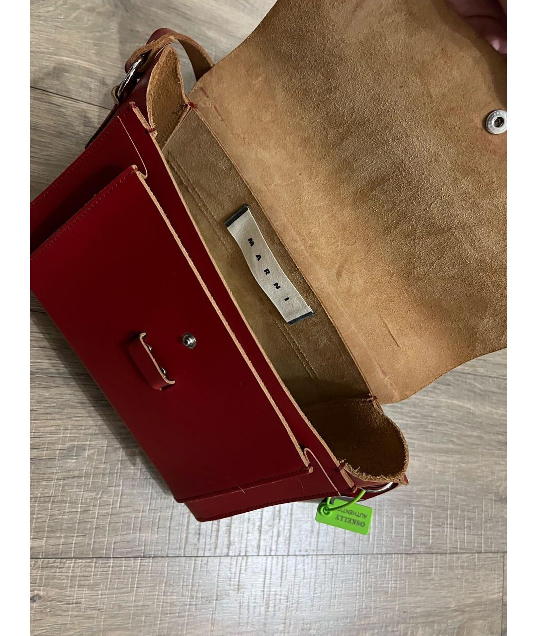 MARNI Красная кожаная сумка с короткими ручками, фото 4