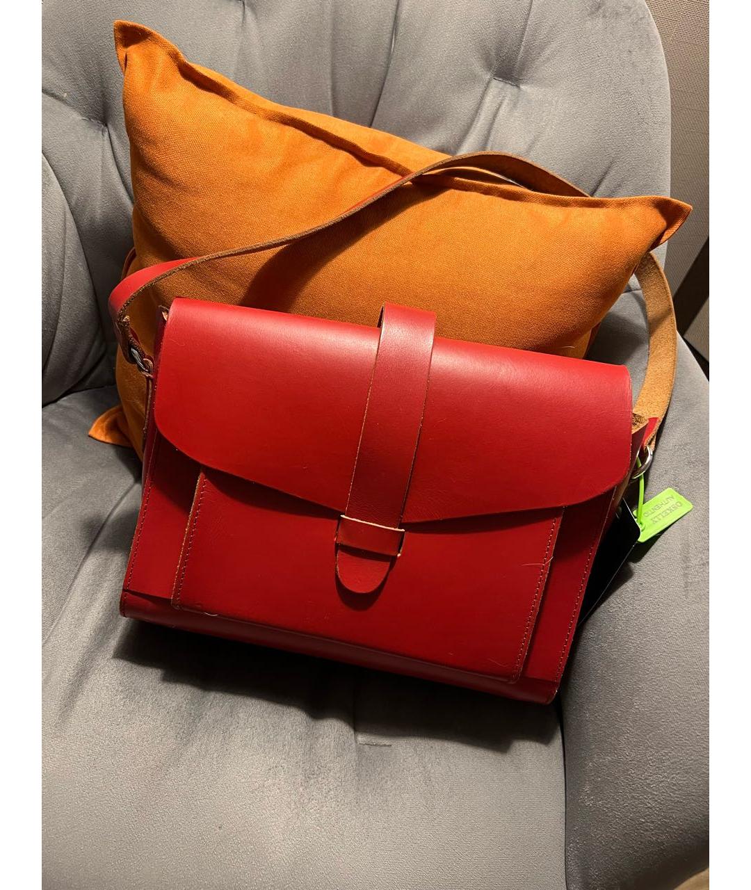 MARNI Красная кожаная сумка с короткими ручками, фото 6