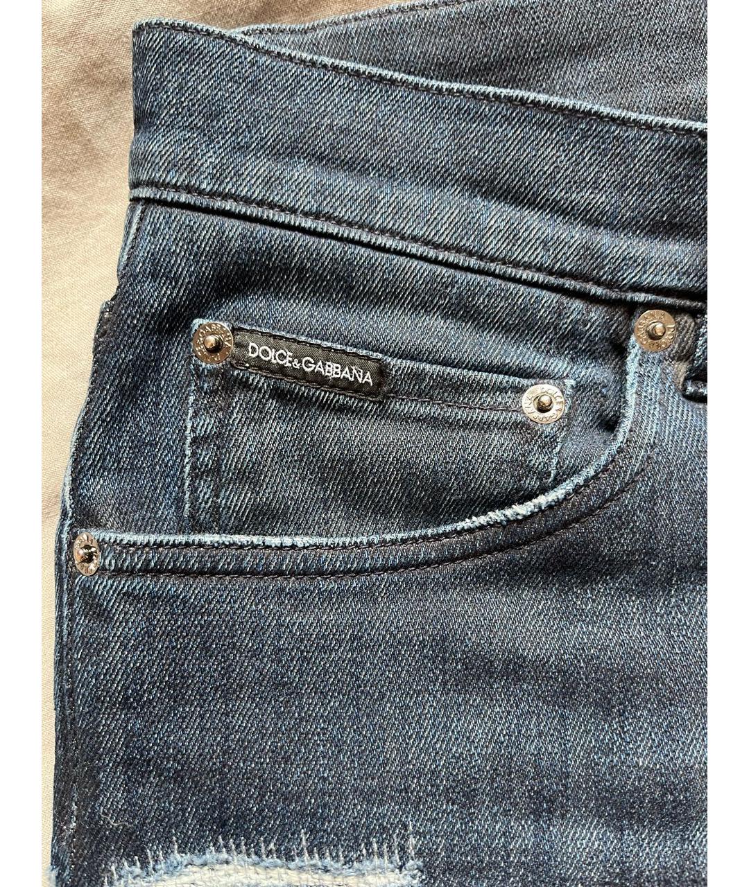 DOLCE&GABBANA Темно-синие хлопковые джинсы скинни, фото 4