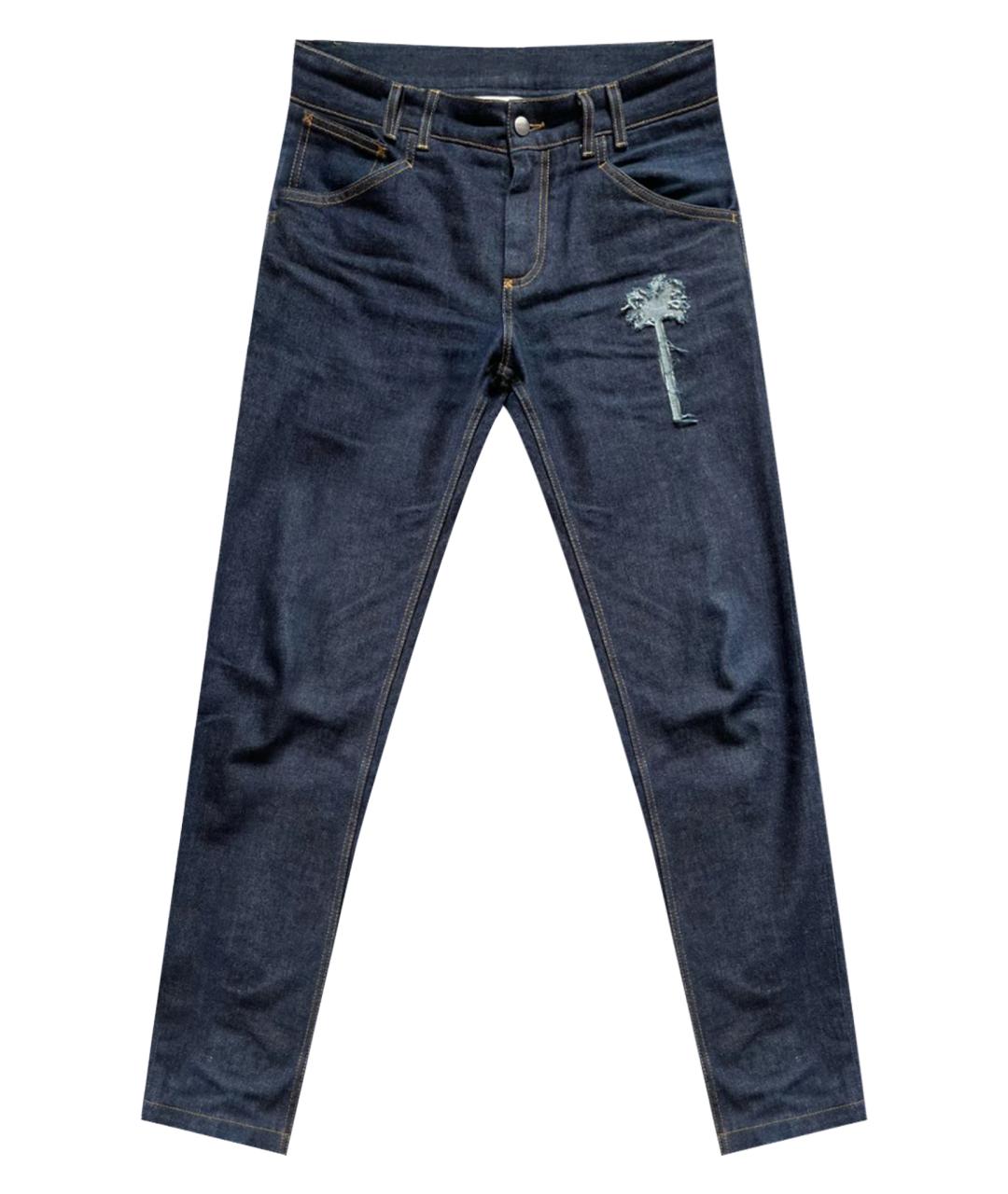 PALM ANGELS Темно-синие хлопковые прямые джинсы, фото 1