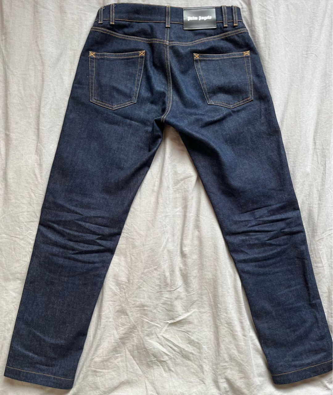 PALM ANGELS Темно-синие хлопковые прямые джинсы, фото 2
