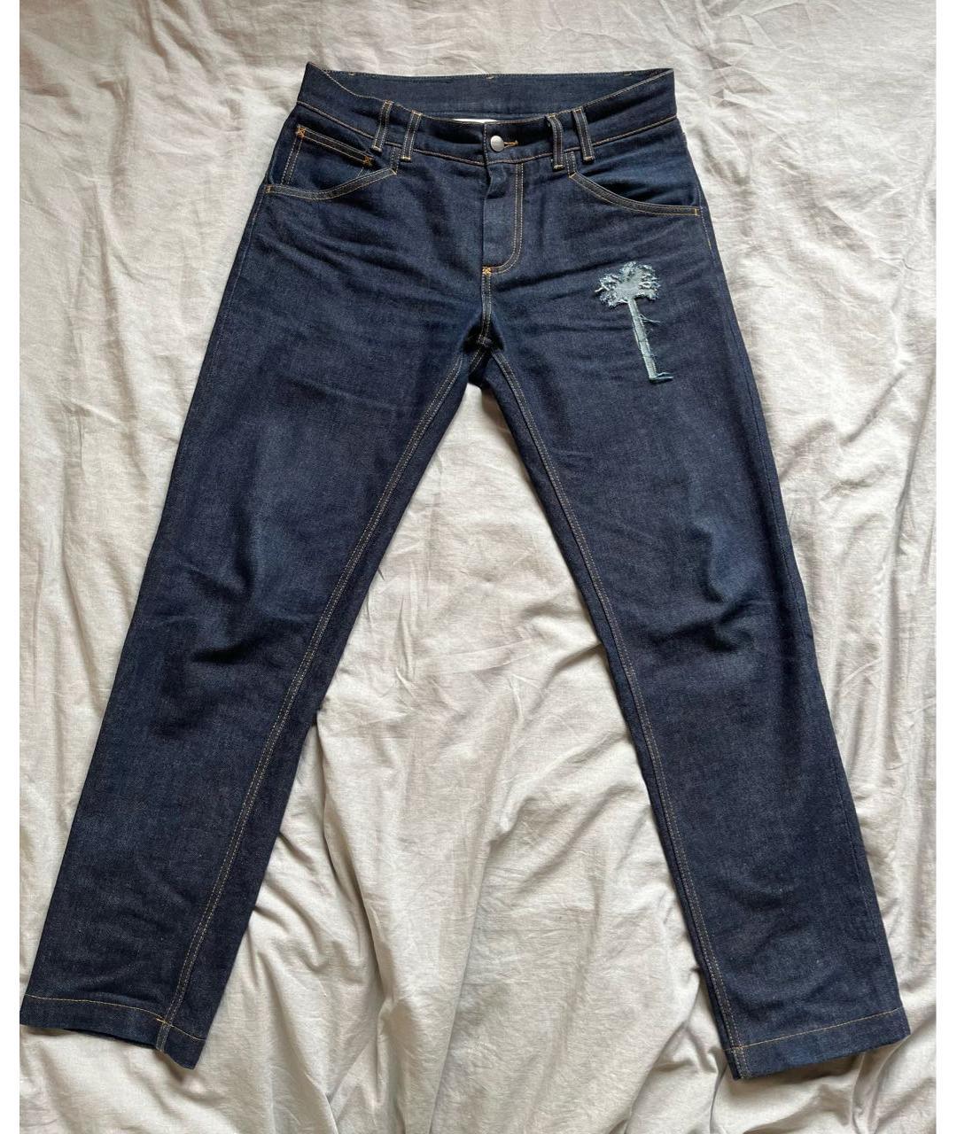 PALM ANGELS Темно-синие хлопковые прямые джинсы, фото 8
