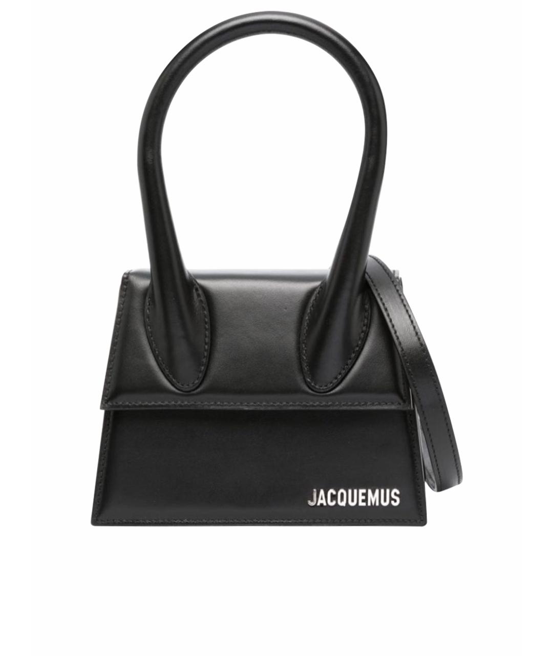 JACQUEMUS Черная кожаная сумка с короткими ручками, фото 1