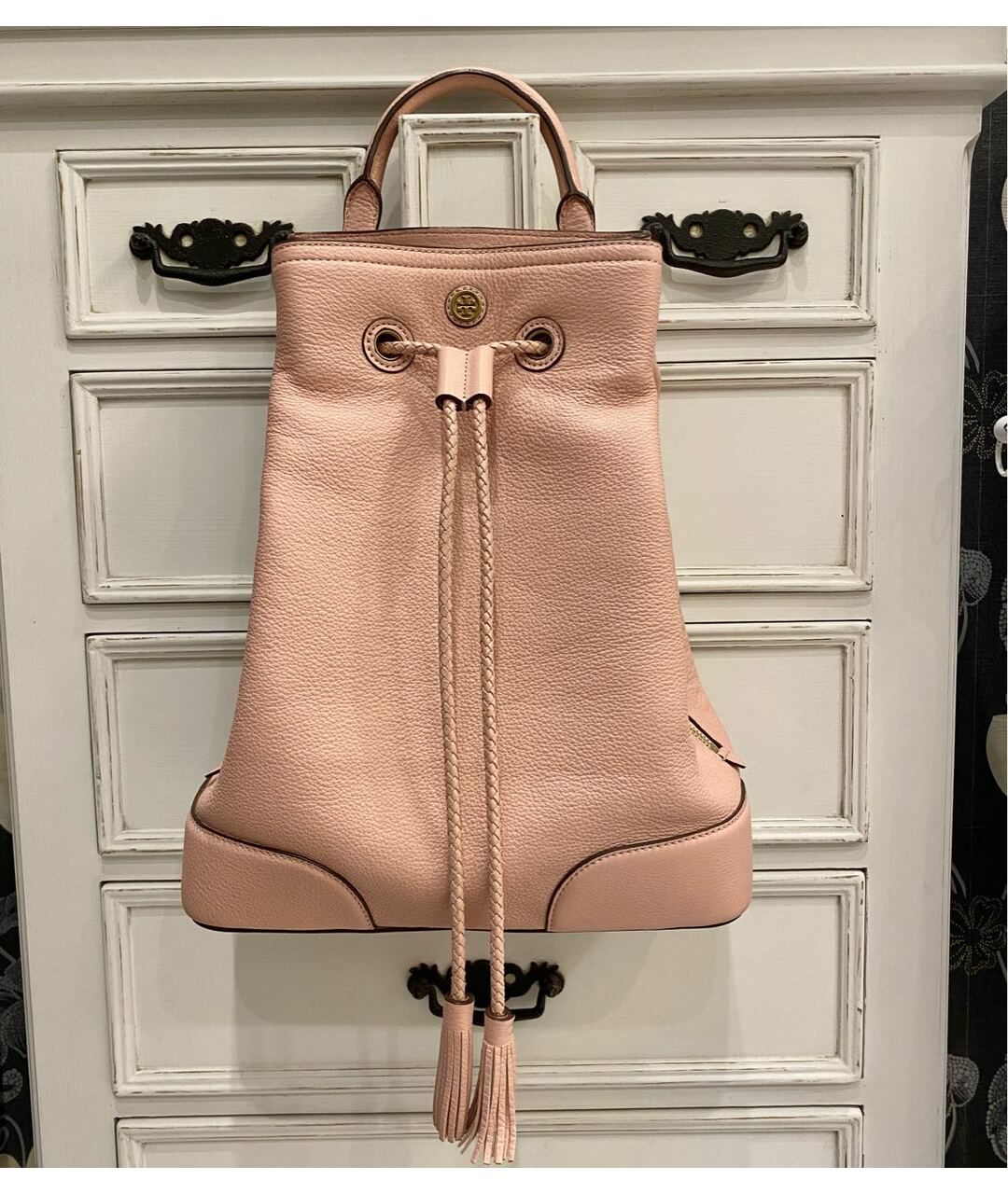 TORY BURCH Розовый кожаный рюкзак, фото 7