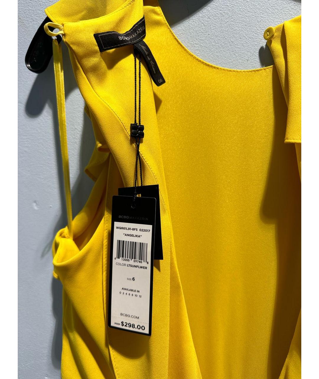 BCBG MAXAZRIA Желтое полиэстеровое вечернее платье, фото 3