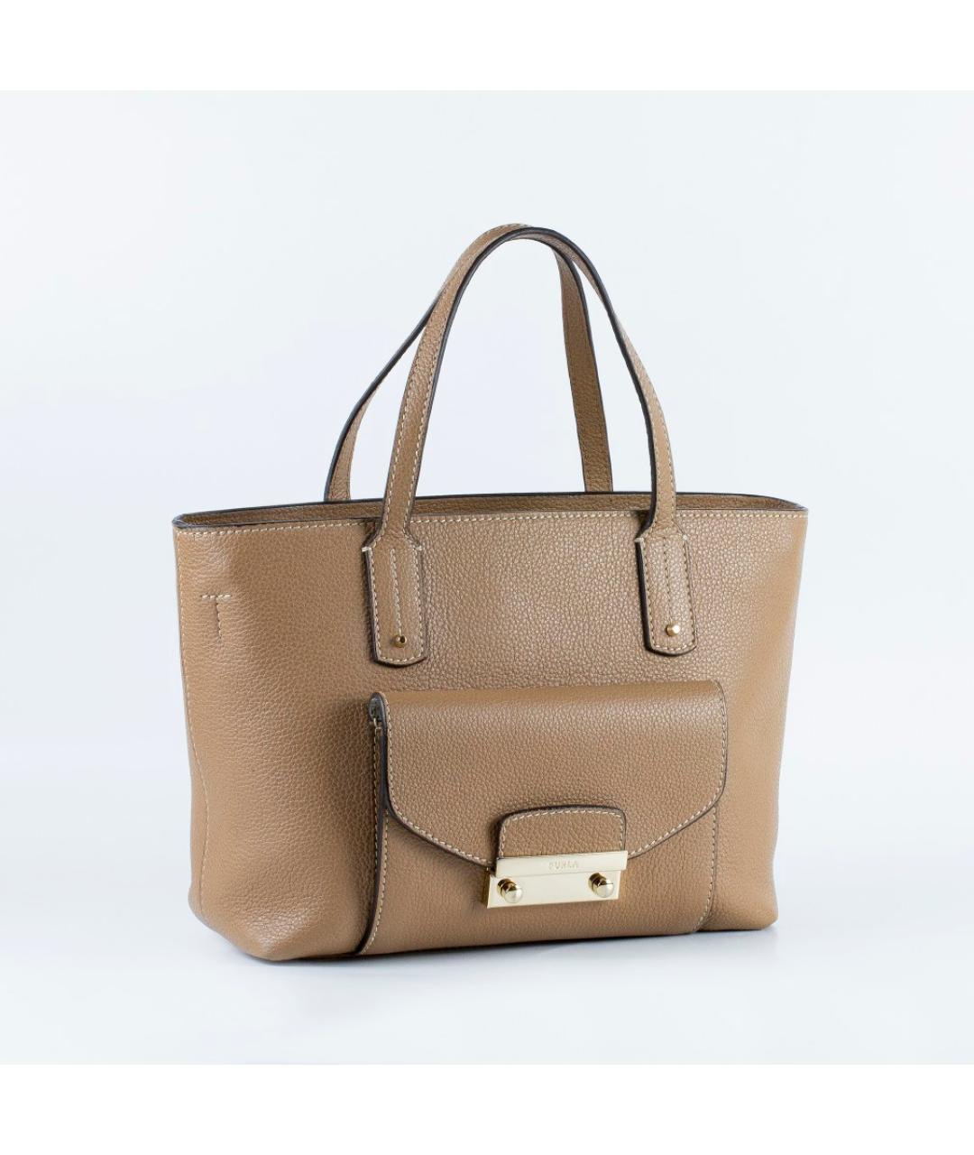 FURLA Бежевая кожаная сумка тоут, фото 5