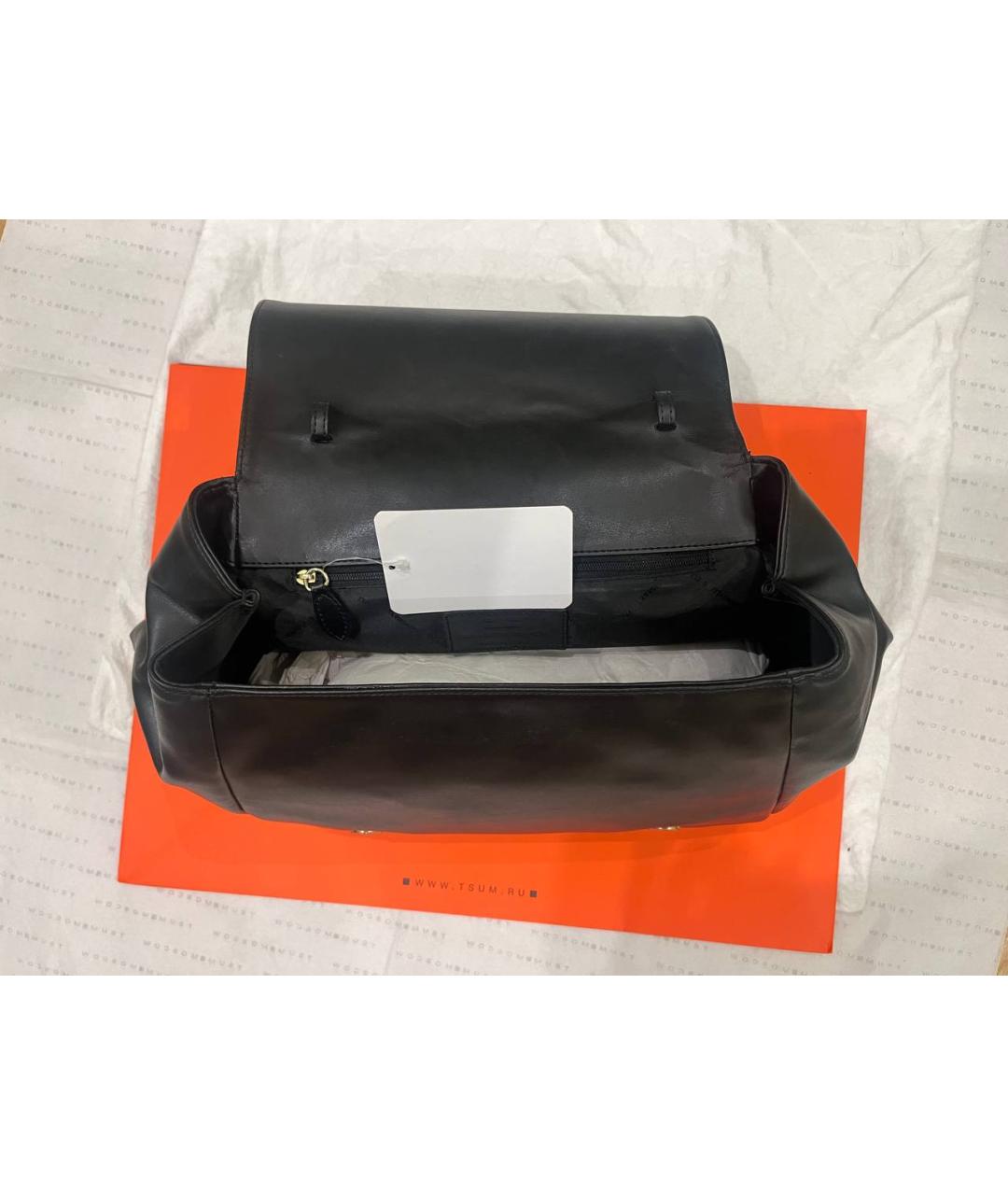 ELISABETTA FRANCHI Черная кожаная сумка с короткими ручками, фото 8