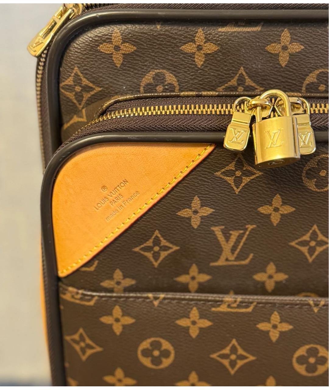 LOUIS VUITTON PRE-OWNED Коричневый кожаный чемодан, фото 8
