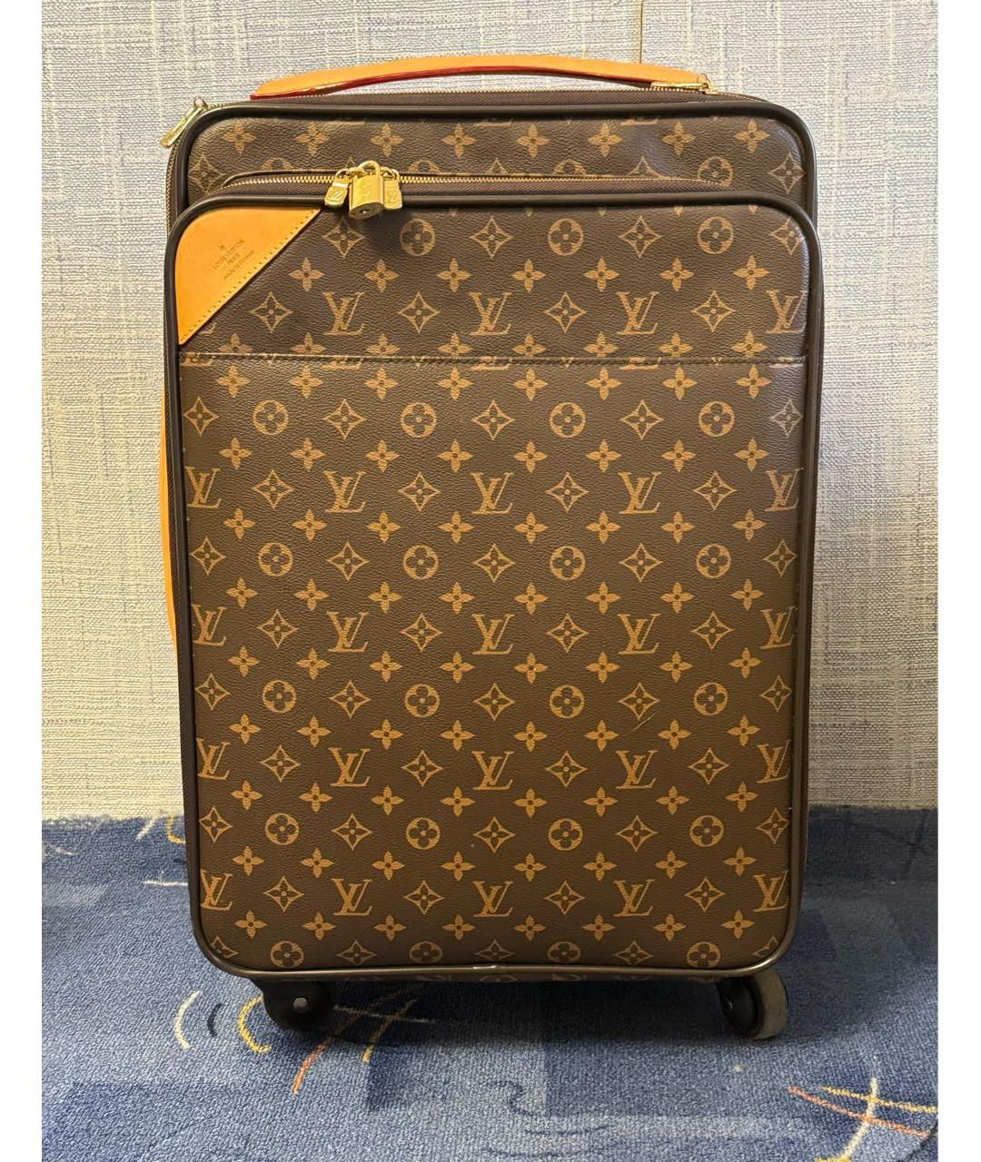 LOUIS VUITTON PRE-OWNED Коричневый кожаный чемодан, фото 9