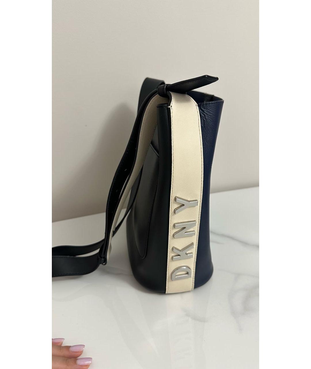 DKNY Темно-синяя сумка через плечо из искусственной кожи, фото 5