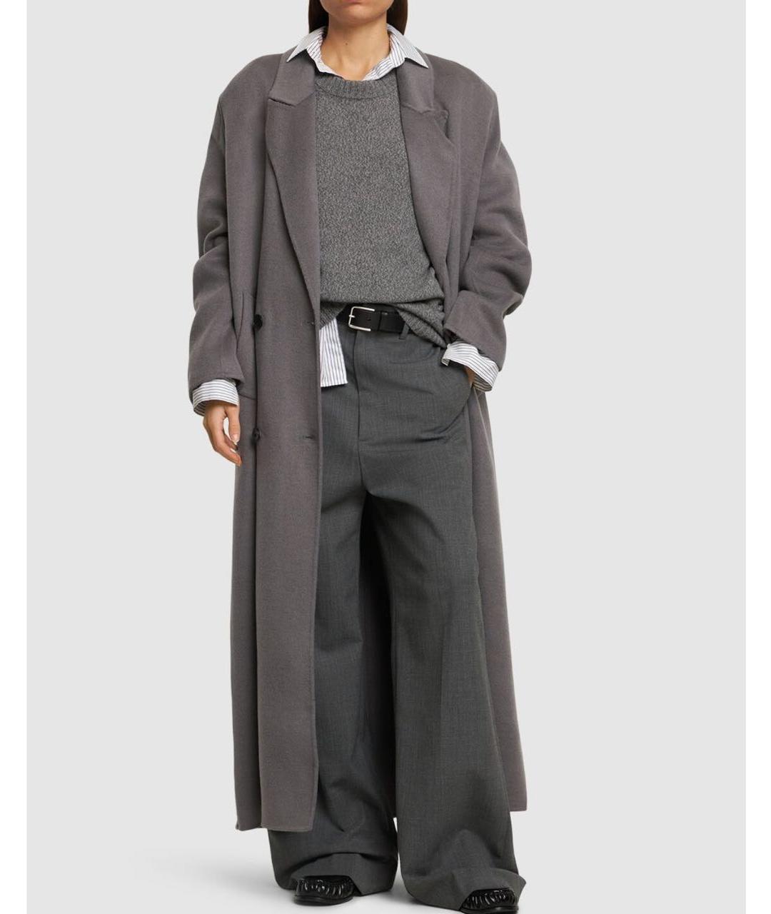 THE FRANKIE SHOP Серое шерстяное пальто, фото 2
