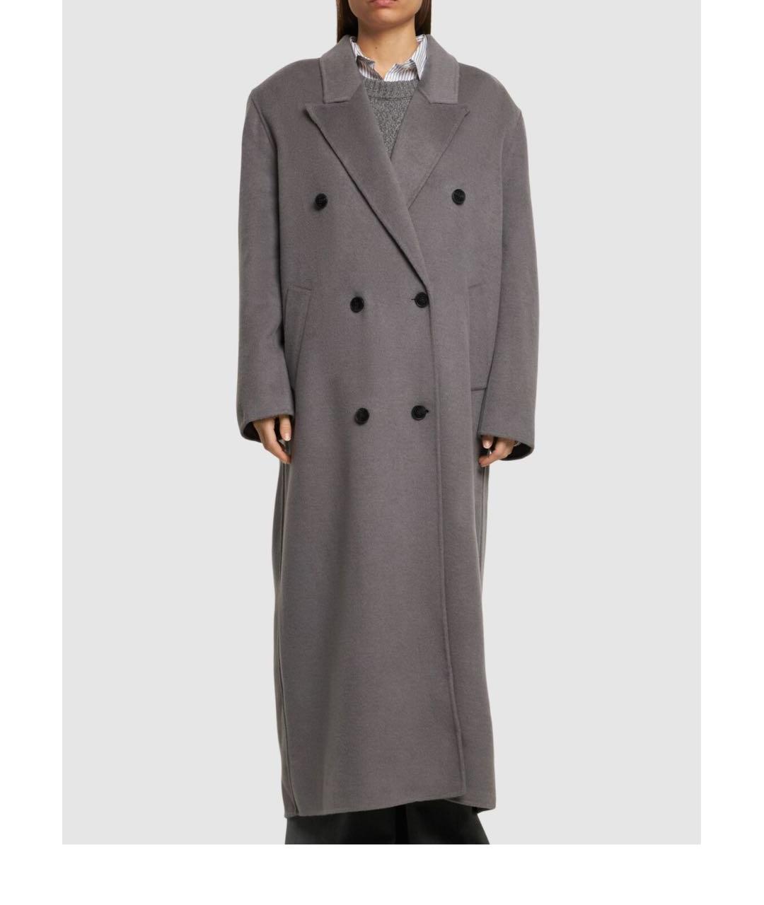 THE FRANKIE SHOP Серое шерстяное пальто, фото 3