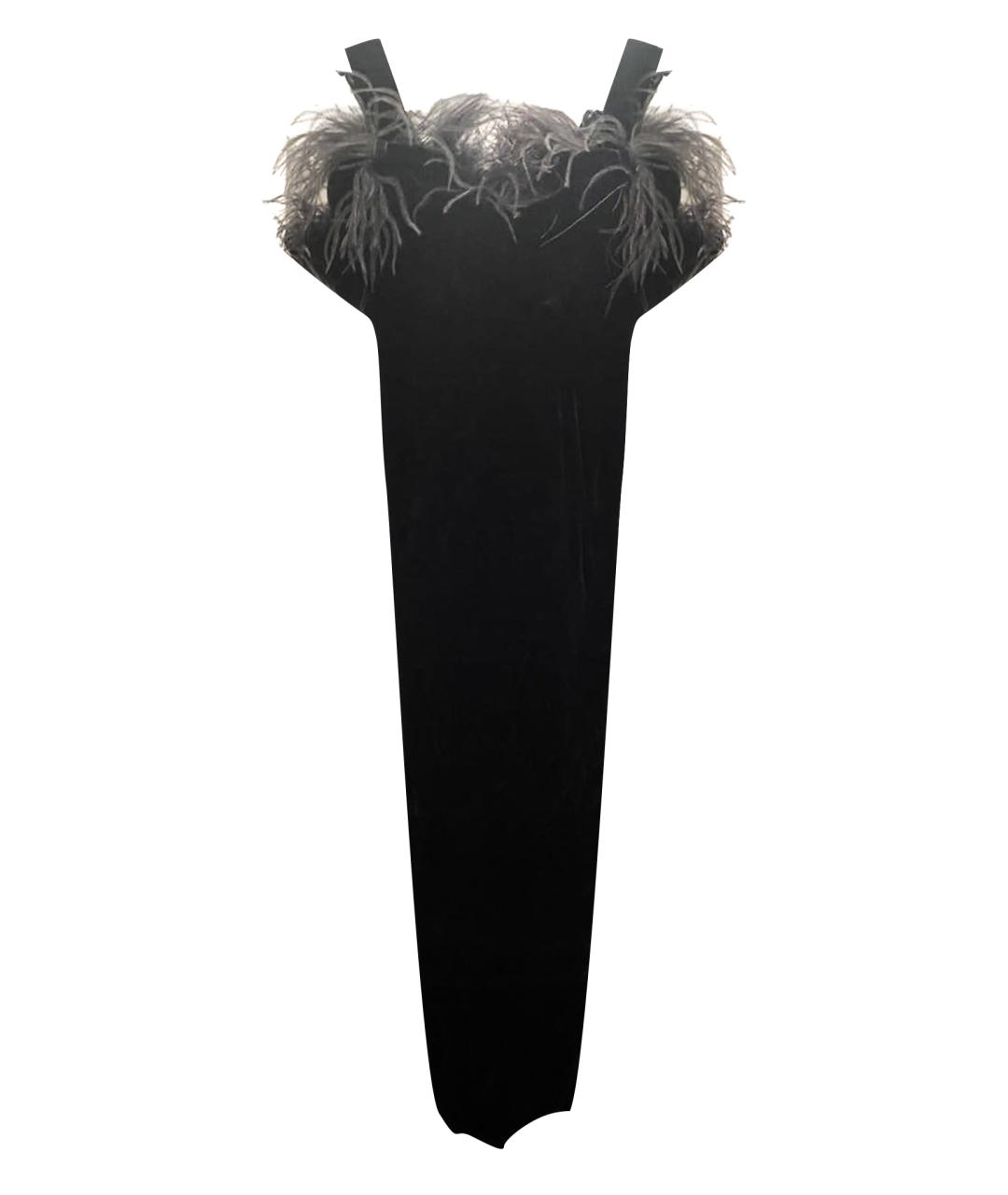 MARCHESA Черное велюровое вечернее платье, фото 1