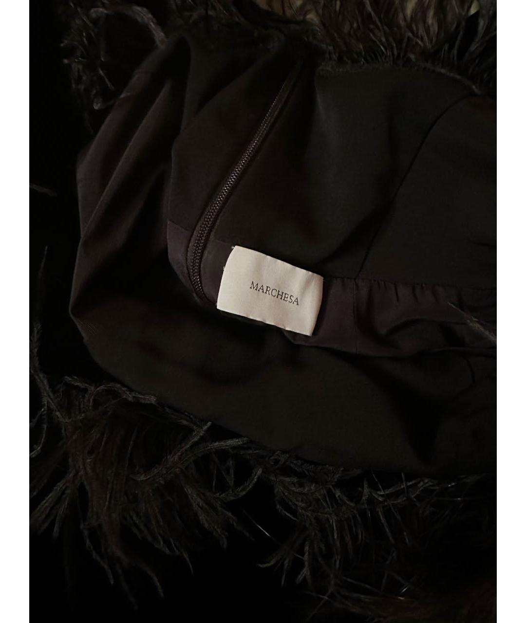 MARCHESA Черное велюровое вечернее платье, фото 4