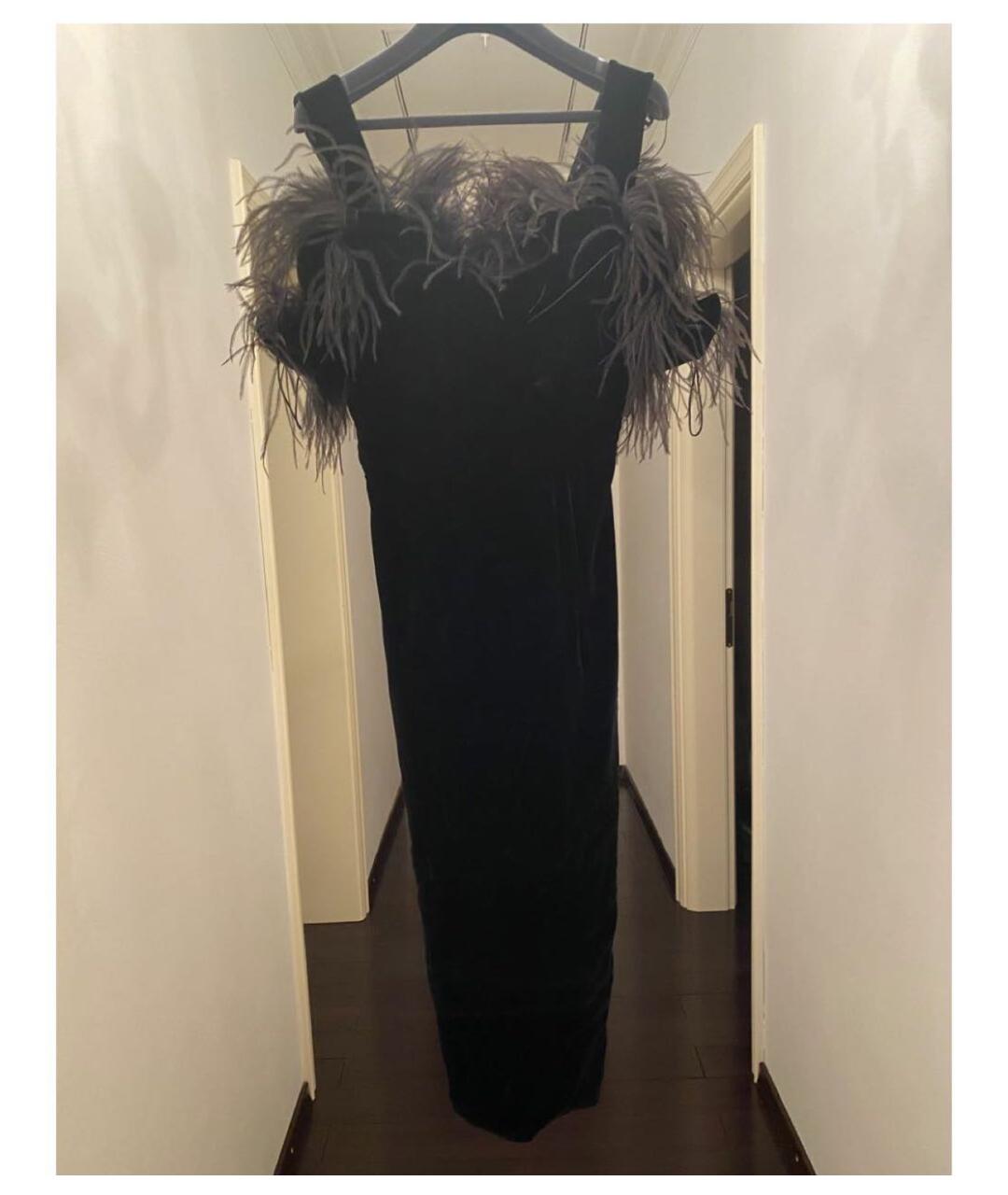 MARCHESA Черное велюровое вечернее платье, фото 7
