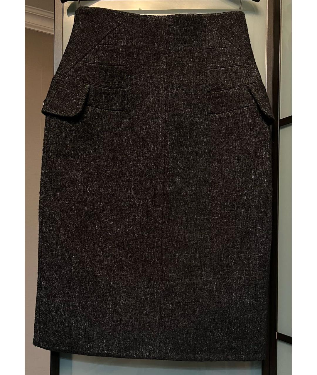 LOUIS VUITTON PRE-OWNED Шерстяная юбка миди, фото 5