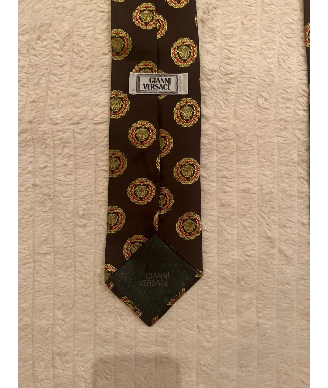 VERSACE Коричневый шелковый галстук, фото 3