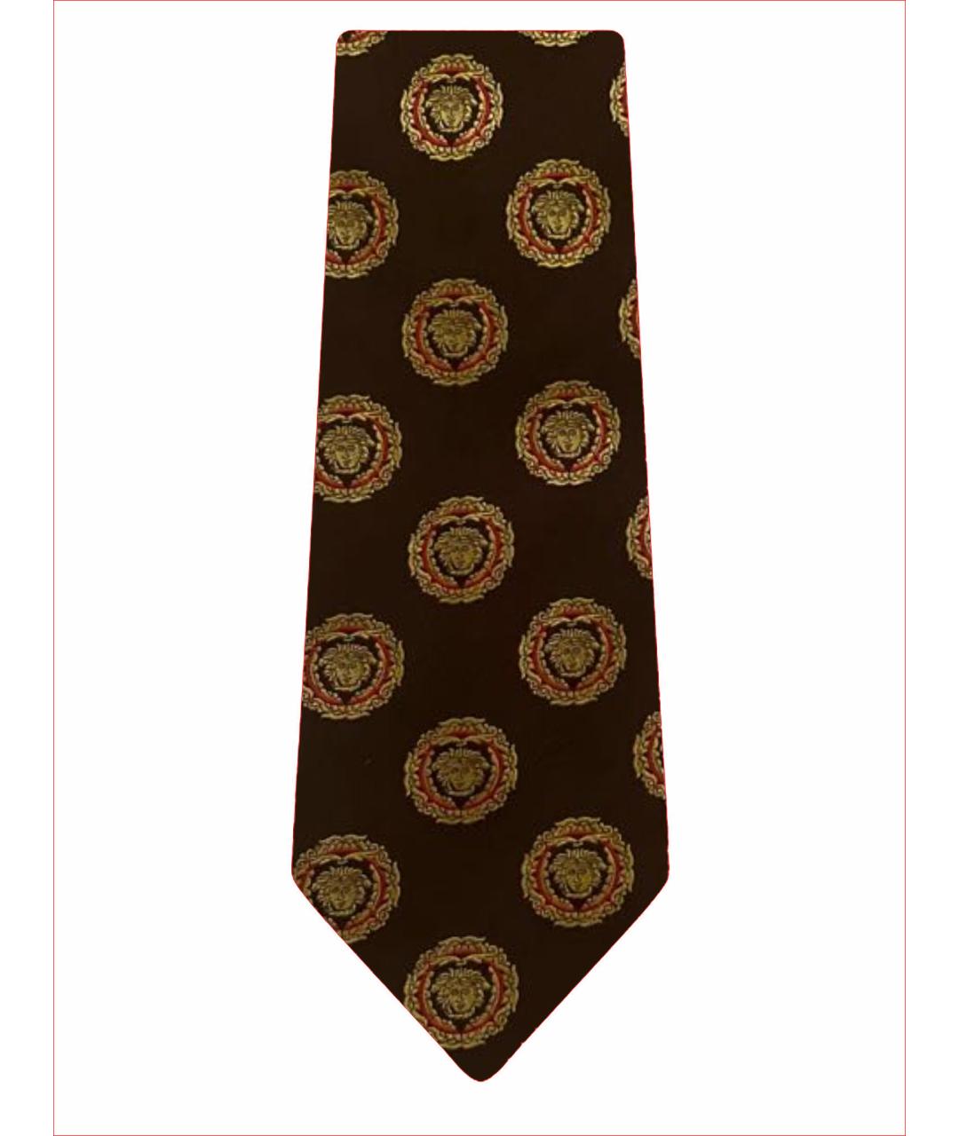 VERSACE Коричневый шелковый галстук, фото 7